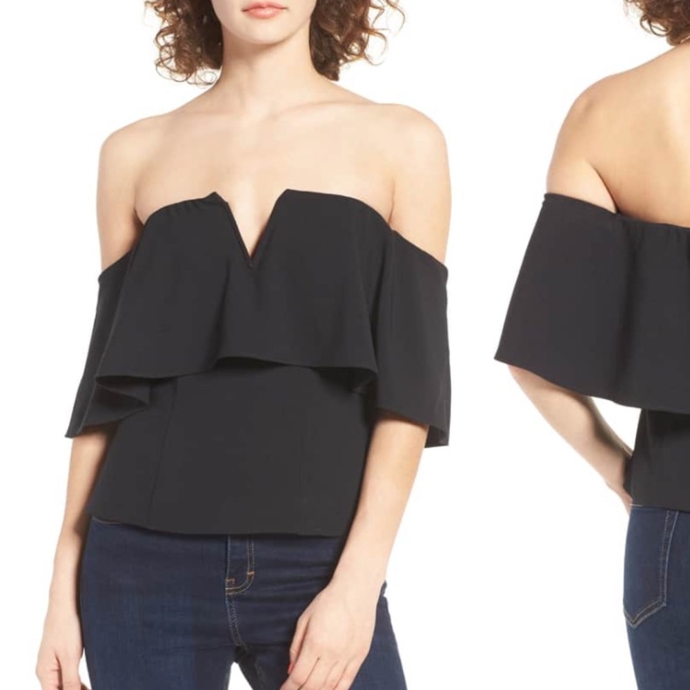 Leith Off the Shoulder Black Top